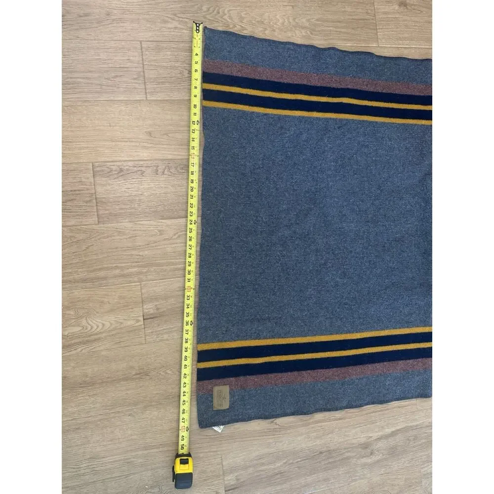 Pendleton Yakima Camp Blanket Throw Lake Blue Stripe Virgin Wool 48” X 65”